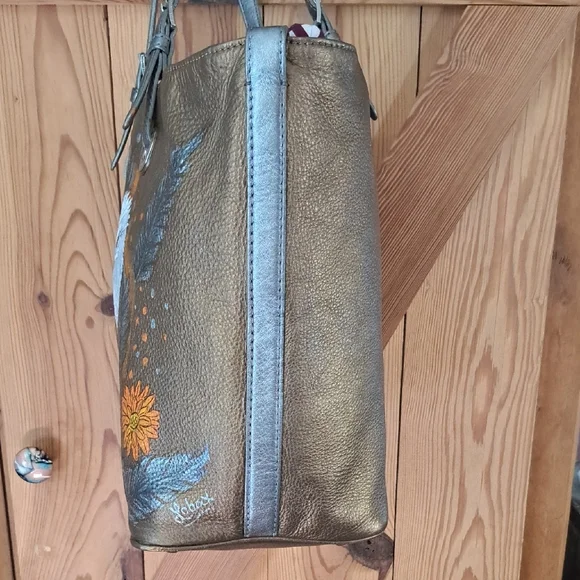 Hand Painted Women's Tote Bag Satchel Eagle & Floral Artwork Purse Shoulder Bag - Picture 8 of 16